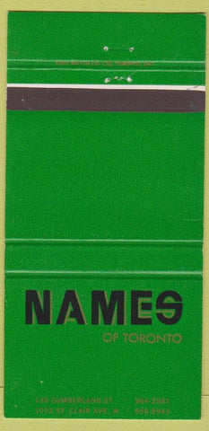 Matchbook Cover - Names of Toronto ON 30 Strike