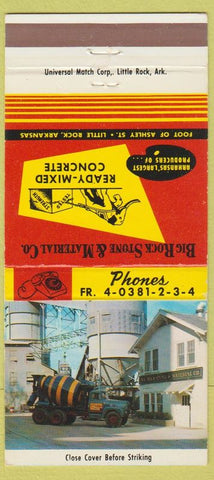Matchbook Cover - Big Rock Stone Material concrete Little Rock AR WEAR 30 Strike