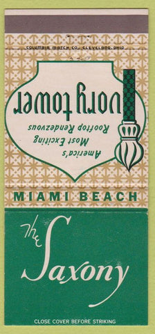Matchbook Cover - The Saxony Miami Beach FL 30 Strike