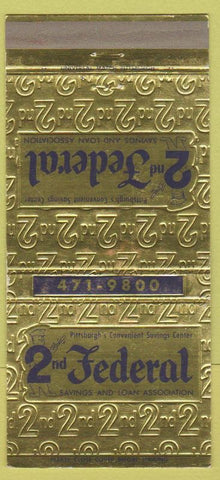 Matchbook Cover - 2nd Federal Savings Loan Pittsburgh PA 30 Strike
