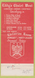 Matchbook Cover - Eddy's Chalet West North Ridgeville OH 30 Strike