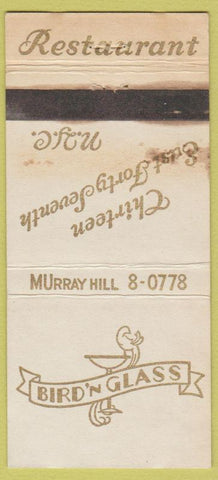 Matchbook Cover - Bird N Glass NYC WORN 21 Strike Feature