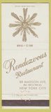 Matchbook Cover - Rendezvous Restaurant NYC 30 Strike