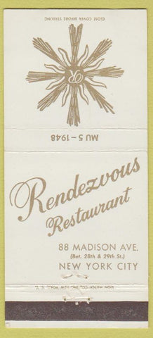 Matchbook Cover - Rendezvous Restaurant NYC 30 Strike