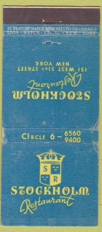 Matchbook Cover - Stockholm Restaurant NYC WEAR 21 Strike Feature