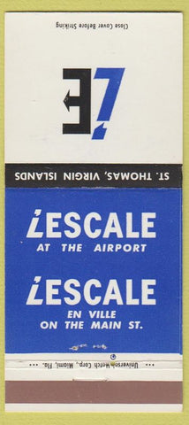 Matchbook Cover - Lescale at the Airport St Thomas Virgin Islands WEAR 30 Strike