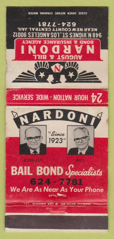 Matchbook Cover - Nardoni Insurance Los Angeles CA Bail Bonds POOR 30 Strike