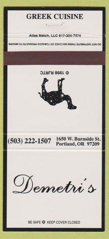 Matchbook Cover - Demetri's Greek food Portland OR Camel Cigarettes  30 Strike