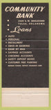 Matchbook Cover - Community Bank Tulsa OK 30 Strike