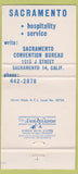 Matchbook Cover - Sacramento CA Tourism WEAR 30 Strike