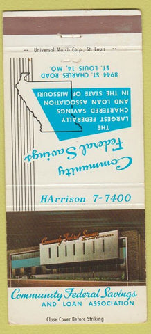 Matchbook Cover - Community Federal Savings St Louis MO 30 Strike