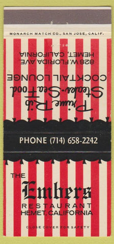Matchbook Cover - The Ember's Hemet CA 30 Strike