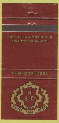 Matchbook Cover - Hotel San Diego CA 30 Strike