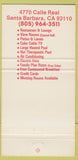 Matchbook Cover - Turnpike Lodge Restaurant Santa Barbara CA 30 Strike