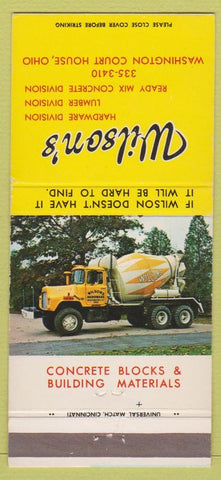 Matchbook Cover - Wilson's Concrete Washington Court House OH 30 Strike