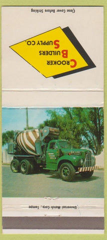 Matchbook Cover - Crooker Building Supply concrete Clearwater FL WORN 30 Strike