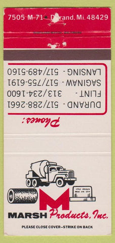 Matchbook Cover - Marsh Concrete Durand Flint Saginaw Lansing MI 30 Strike