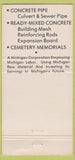 Matchbook Cover - Marsh Concrete Durand Flint Saginaw Lansing MI 30 Strike