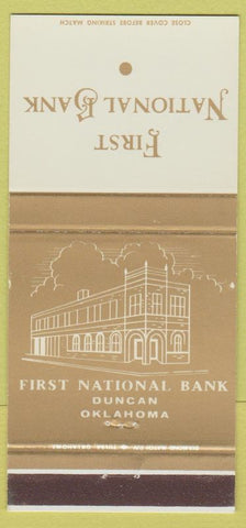 Matchbook Cover - First National Bank Duncan OK 30 Strike