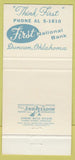 Matchbook Cover - First National Bank Duncan OK 30 Strike