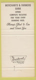 Matchbook Cover - Merchants Farmers Bank Holly Springs MS 30 Strike