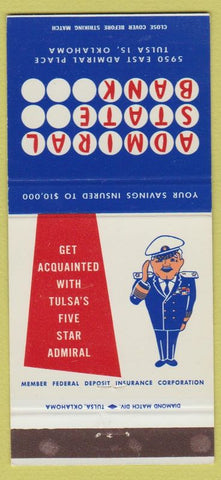 Matchbook Cover - Admiral State Bank Tulsa OK 30 Strike