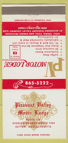 Matchbook Cover - Pleasant Valley Motor Lodge Sutton MA 30 Strike
