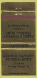 Matchbook Cover - Gaffney Funeral Home Pen Argyl Bangor PA gold WEAR 30 Strike