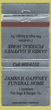 Matchbook Cover - Gaffney Funeral Home Pen Argyl Bangor PA silver WEAR 30 Strike