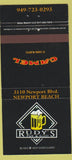 Matchbook Cover - Rudy's Pub Grill Newport Beach CA Camel Cigarettes  30 Strike