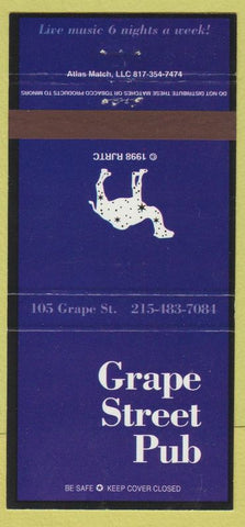 Matchbook Cover - Grape Street Pub Philadelphia PA Camel Cigarettes 30 Strike