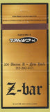 Matchbook Cover - Z Bar New York City NYC Camel Cigarettes 30 Strike