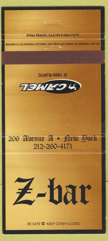 Matchbook Cover - Z Bar New York City NYC Camel Cigarettes 30 Strike