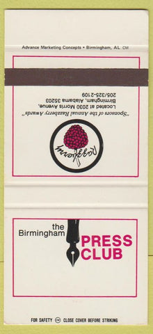 Matchbook Cover - Birmingham Press Club AL SAMPLE 30 Strike