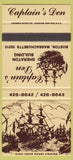 Matchbook Cover - Captain's Den Boston MA SAMPLE 30 Strike