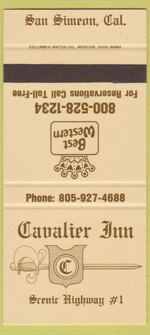 Matchbook Cover - Cavalier Inn San Simeon CA SAMPLE 30 Strike