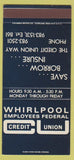 Matchbook Cover - Whirlpool Credit Union SAMPLE 30 Strike