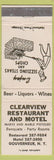 Matchbook Cover - Clearview Restaurant Motel Gouveneur NY