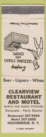 Matchbook Cover - Clearview Restaurant Motel Gouveneur NY