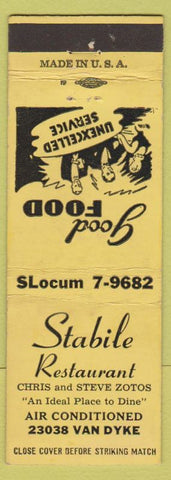 Matchbook Cover - Stabile Restaurant