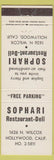 Matchbook Cover - Sophari Restaurant Deli Hollywood CA
