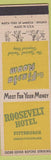 Matchbook Cover - Roosevelt Hotel Pittsburg PA Fiesta Room