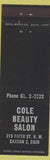 Matchbook Cover - Cole Beauty Salon Canton OH