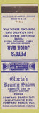 Matchbook Cover - Gloria's Beauty Salon Pompano Beach FL Juice Bar
