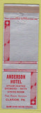 Matchbook Cover - Anderson Hotel Clarion PA