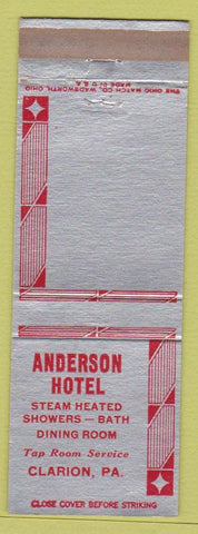 Matchbook Cover - Anderson Hotel Clarion PA