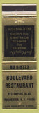 Matchbook Cover - Boulevard Restaurant Rochester NY WEAR