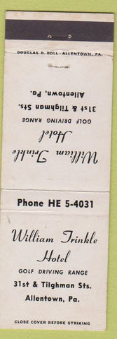 Matchbook Cover - William Trinkle Hotel Allentown PA