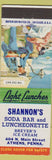 Matchbook Cover - Shannon's Soda Bar Athens PA Breyer's Ice Cream
