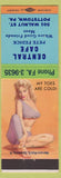 Matchbook Cover - Central Cafe Pete Fedick Pottstown PA pinup